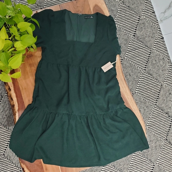 NWT BLACK TAPE Baby Doll Corduroy Drop Waist Emerald Green Dress - Picture 5 of 13